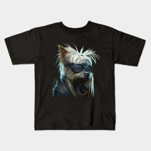 Cyber Yorkie Dog Punk Kids T-Shirt